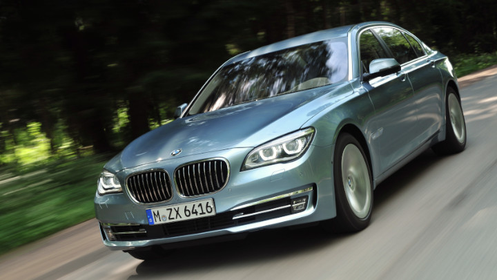 Blue BMW 7 Series Exterior Front Driving