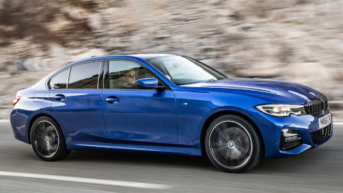 Blue BMW 3 Series Exterior Side Driving