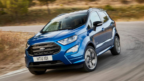 Blue Ford EcoSport Exterior Front Driving