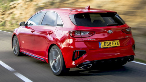 Red Kia Ceed Exterior Rear Driving