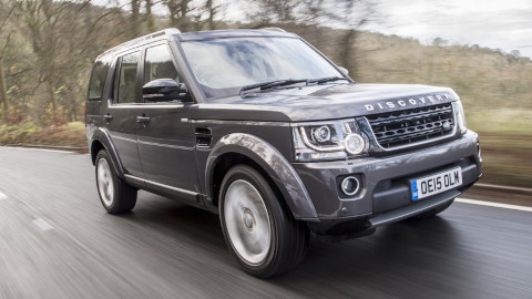 Grey Land Rover Discovery Exterior Front Driving