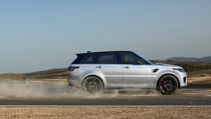 Silver Land Rover Range Rover Sport Exterior Side Driving