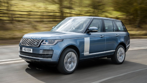Blue Land Rover Range Rover Exterior Front Driving