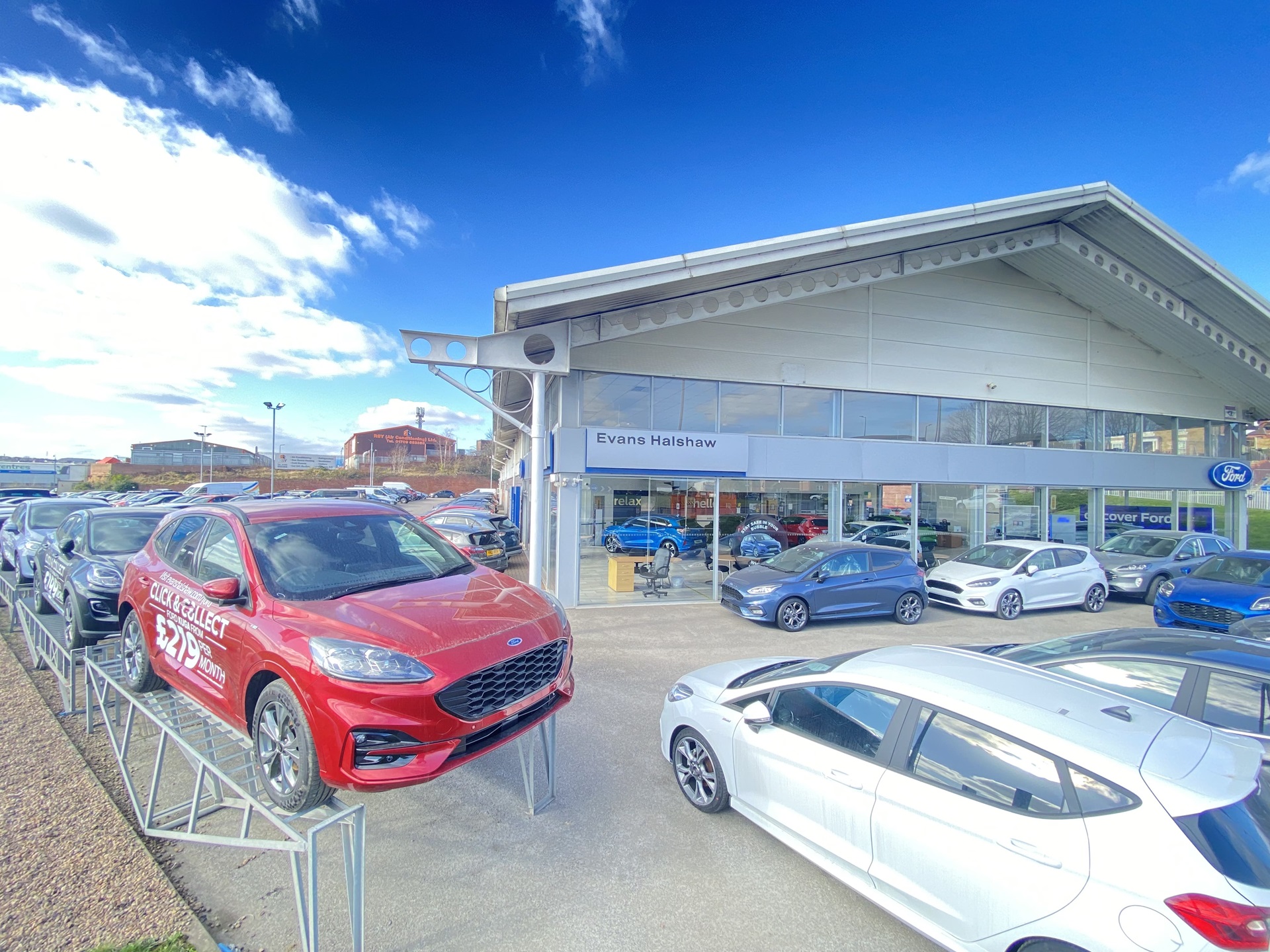 Cars outside the Ford Rotherham dealership
